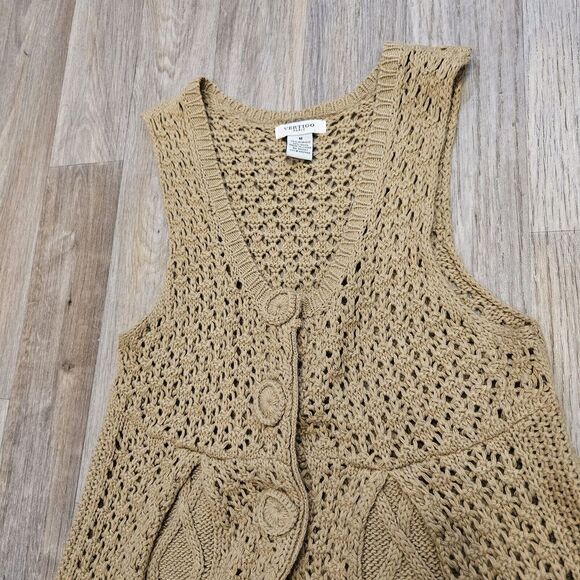 Vertigo Paris Sweater Vest Womens Size M Beige Wool Cable Knit Cottagecore Boho - Picture 5 of 9